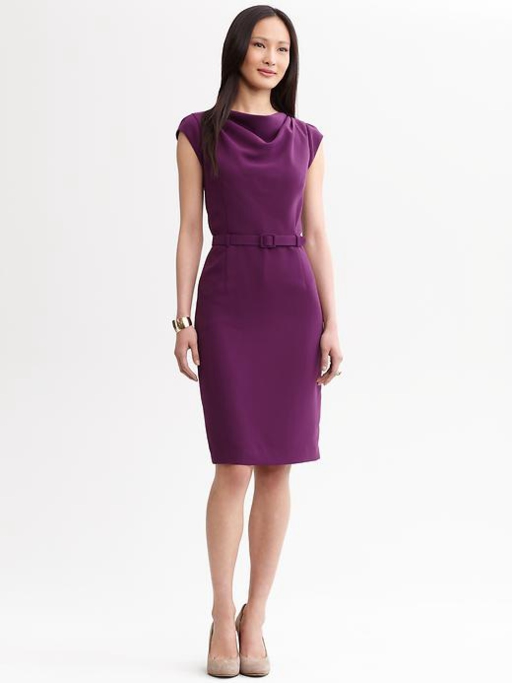 Banana Republic Purple Belted Sheath Dress